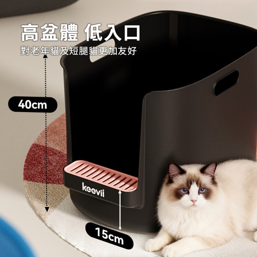 貝果增高半開貓砂盆 紫芋金檸