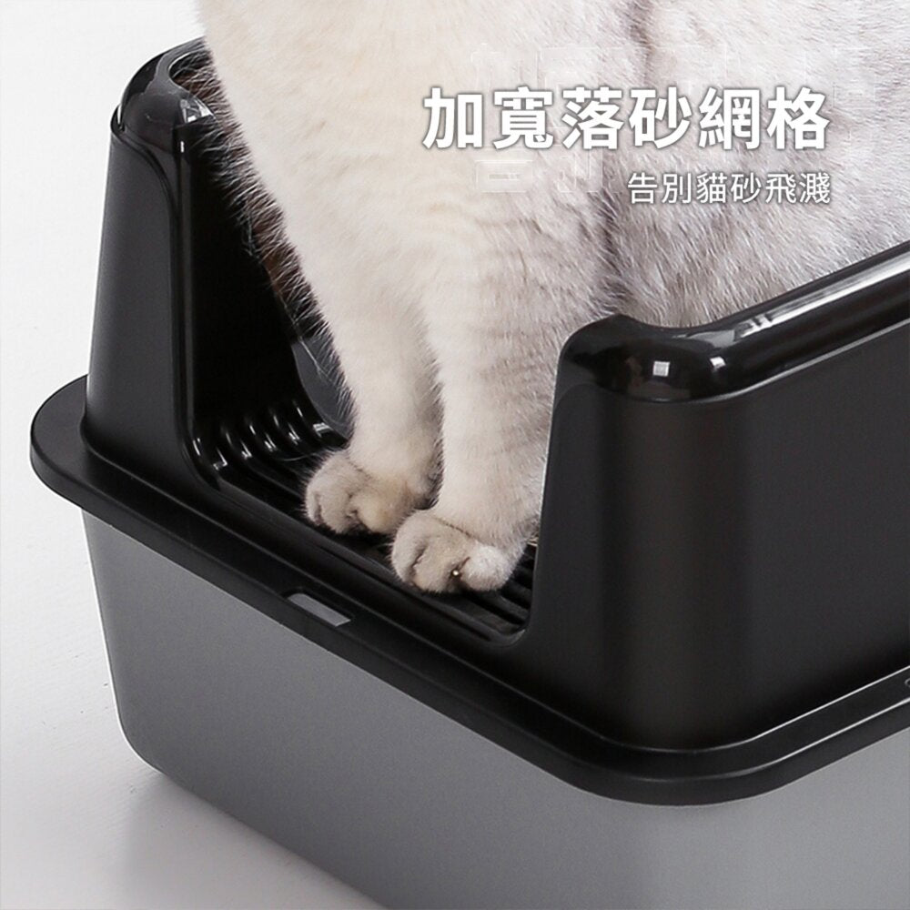 前開口塑膠貓砂盆 灰底蓋