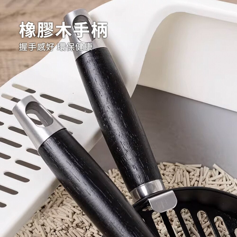 不鏽鋼貓砂鏟 質感黑(圓孔)