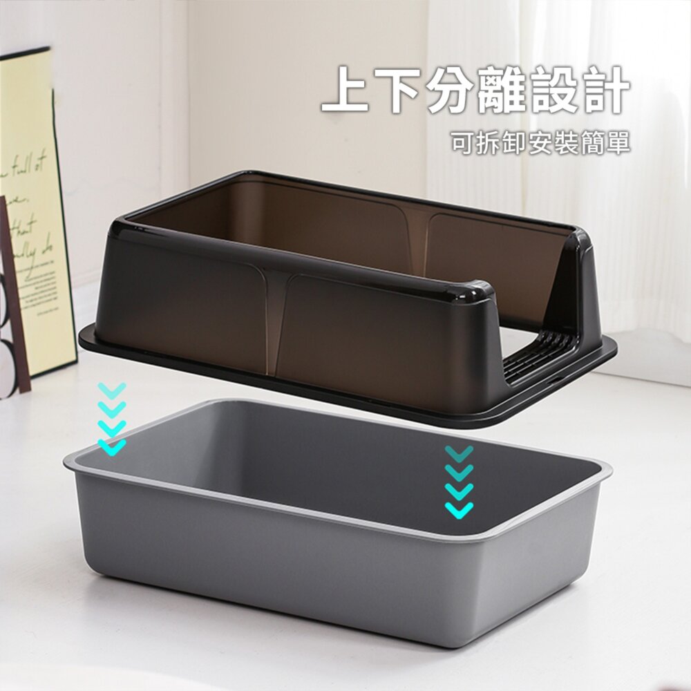 前開口塑膠貓砂盆 灰底蓋