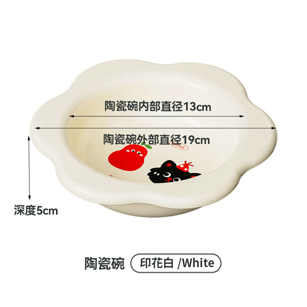 花朵陶瓷碗 印花白